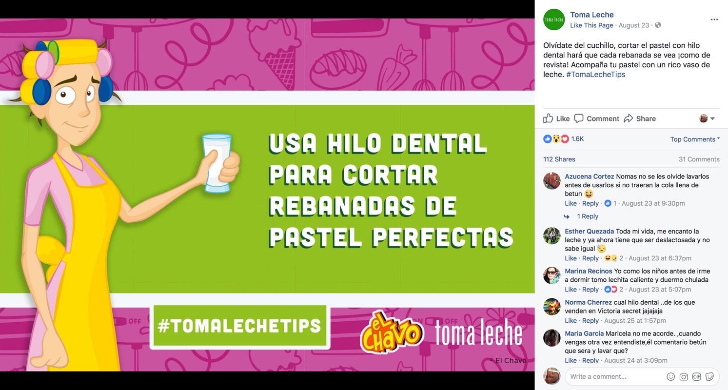 Toma Leche campaign social post